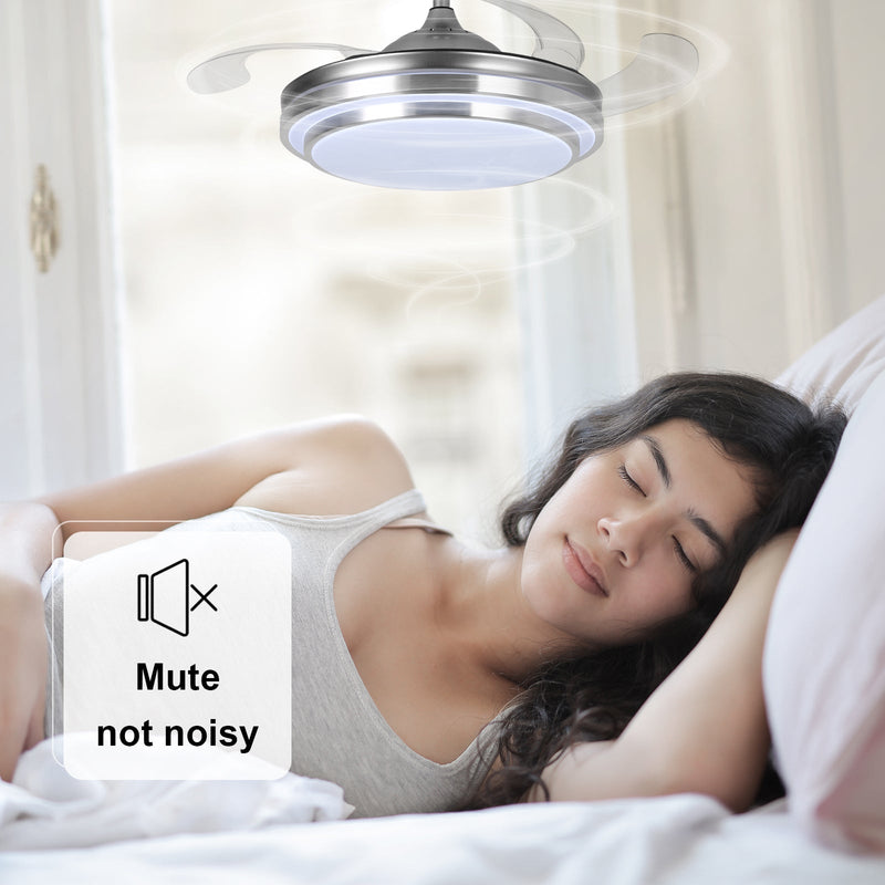 Silver Ceiling Fan with Light 42'' Fan with Remote Control CF-4201