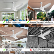 52'' Pure White Ceiling Fan Remote Reversible DC Motor Timer CF-5211
