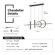 Ring Strip Mix LED Chandelier Adjustable Chain Metal Acrylic Modern Pendant Light CL-RSMC