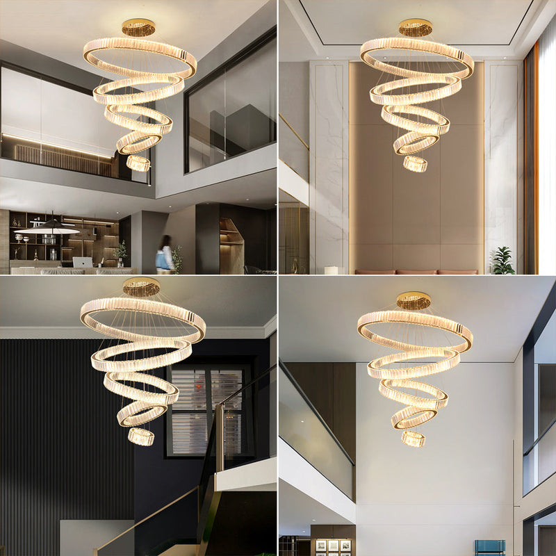 Helix 5-Ring Dimmable Crystal Chandelier – Gold Finish - image 6