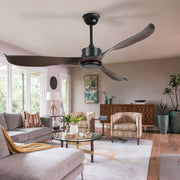 56" Black&Brown Ceiling Fan Remote Control 3 ABS Blades Timer CF-5602