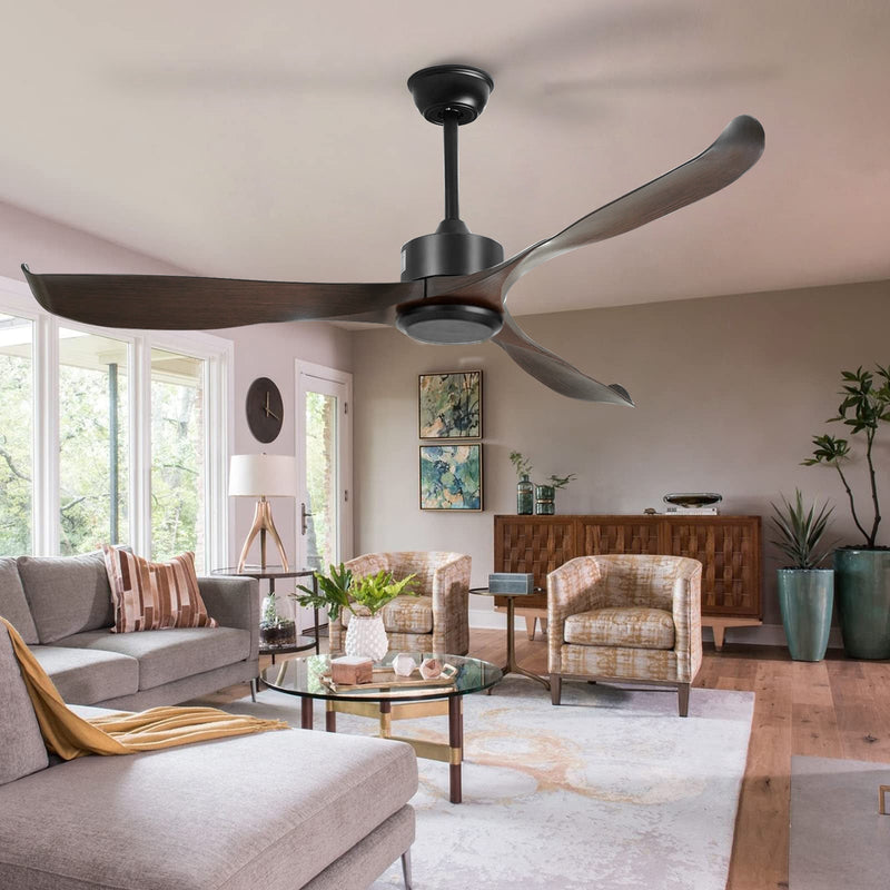 56" Black&Brown Ceiling Fan Remote Control 3 ABS Blades Timer CF-5602