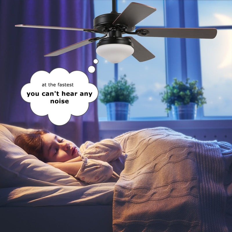 Black Ceiling Fan with Light 52'' Modern fan with Remote CF-5209