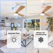 52'' Ceiling Fan with Light White&Brown with Remote Control CF-5204