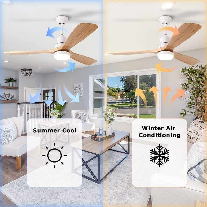 52'' Ceiling Fan with Light White&Brown with Remote Control CF-5204