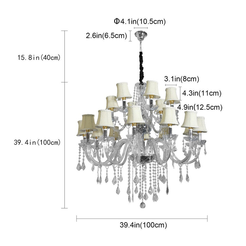Juliette 18-Light Crystal Chandelier with Shades – 100cm - image 5