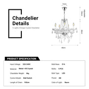 Vintage Crystal Chandelier Glass Castle Ceiling Pendant Light CL-CC