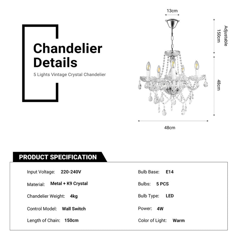 Vintage Crystal Chandelier Glass Castle Ceiling Pendant Light CL-CC