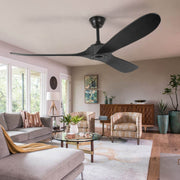 3 Wood Blades Black Ceiling Fan 60" Designer with Remote CF-6002