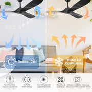 3 Wood Blades Black Ceiling Fan 60" Designer with Remote CF-6002