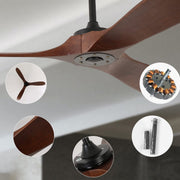 3 Wood Blades Ceiling Fan 60" Brown Designer with Remote CF-6001
