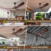 3 Wood Blades Ceiling Fan 60" Brown Designer with Remote CF-6001