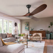 3 Wood Blades Ceiling Fan 60" Brown Designer with Remote CF-6001