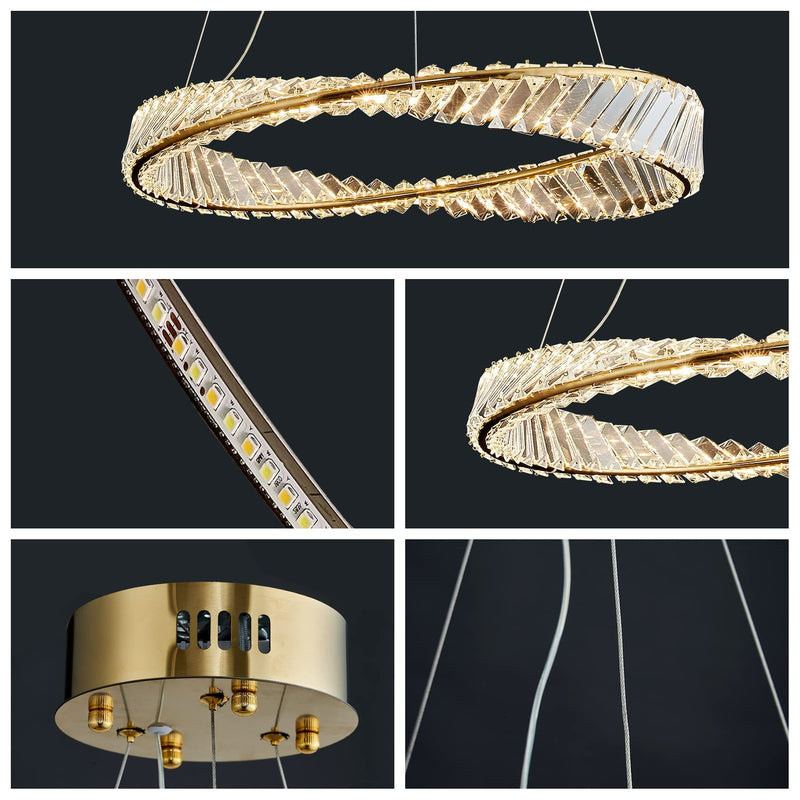 1 Ring Crystal Chandelier 60cm Gold 3 Colors With Remote CL-1R6