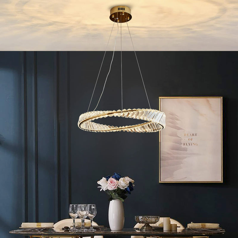 1 Ring Crystal Chandelier 60cm Gold 3 Colors With Remote CL-1R6