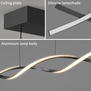 Linear Acrylic Chandeliers LED Modern Wave Black Island Light CL-DW