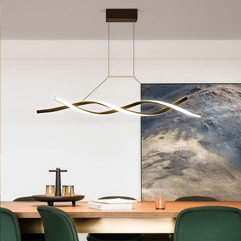 Linear Acrylic Chandeliers LED Modern Wave Black Island Light CL-DW