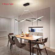 Linear Acrylic Chandeliers LED Modern Wave Black Island Light CL-DW