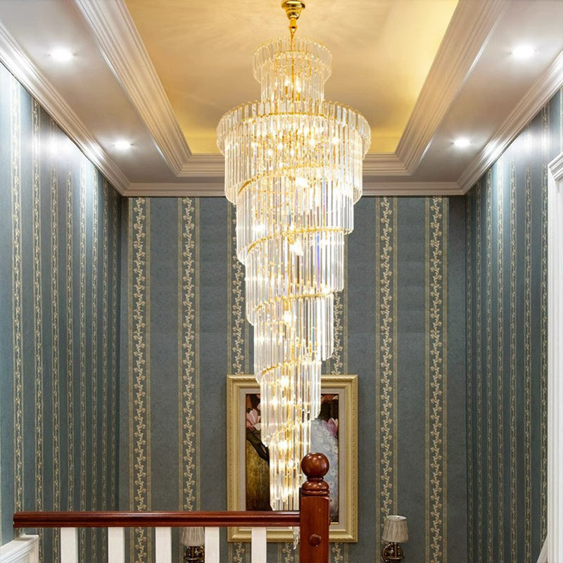 Crystal High Ceiling Chandelier Luxury Modern Spiral Light CL-LCAKE21