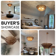 Large Gold Amber Glass Chandelier 18-Light Round Ceiling Pendant 4-Tier Fixture CL-LAC4