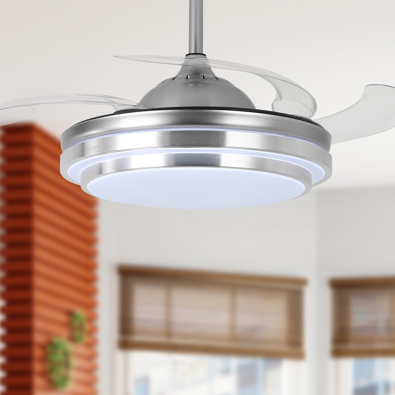 Silver Ceiling Fan with Light 42'' Fan with Remote Control CF-4201