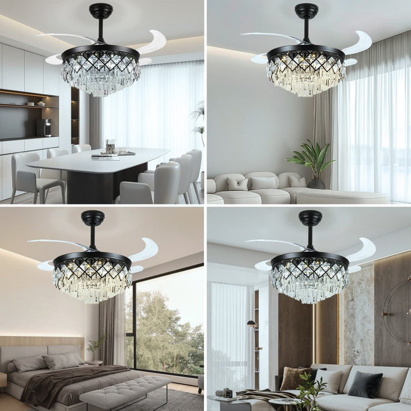 Windora Seraphine 42" Black Crystal Chandelier DC Ceiling Fan w/ 3CCT LED Remote Control - image 9