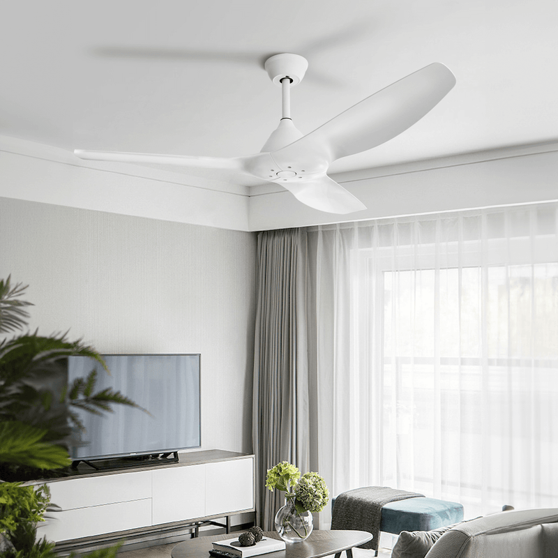 52'' Pure White Ceiling Fan Remote Reversible DC Motor Timer CF-5211