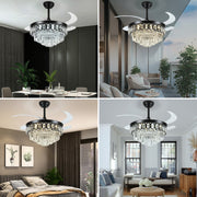 Windora Elowen 42" Black Crystal Chandelier DC Ceiling Fan w/ 3CCT LED Remote - image 7