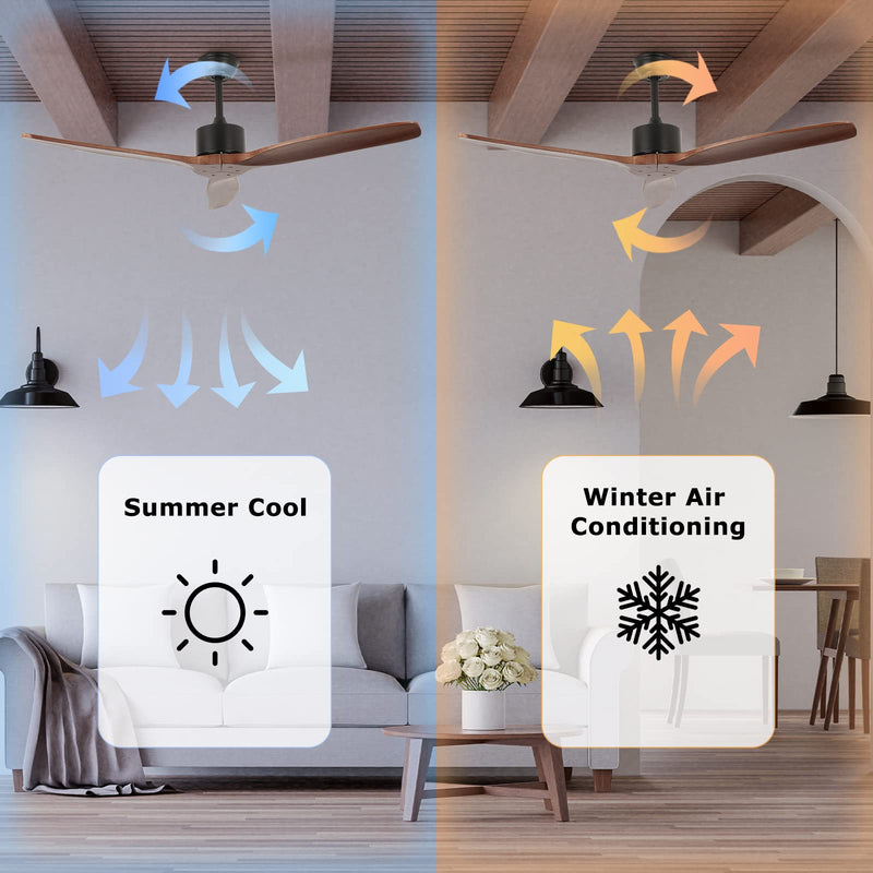 3 Wood Blades Ceiling Fan 52" Designer Indoor Remote Control CF-5202