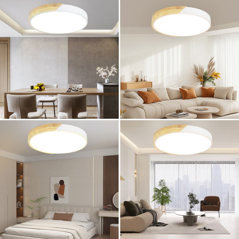 Elwyn 36W Wood Accent Tri-Colour Ceiling Oyster Light – 40cm - image 9