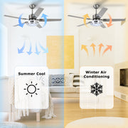 Silver Ceiling Fan with Light 52'' Modern fan with Remote CF-5208