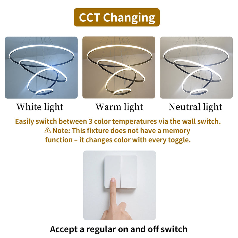 Lucina 4-Ring LED Pendant Light 3CCT – Black - image 6