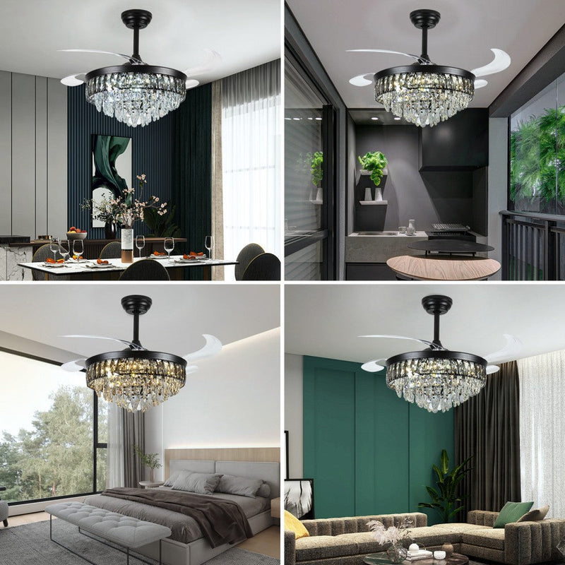 Windora Nyx 42" Black Crystal Chandelier DC Ceiling Fan w/ 3CCT LED Remote Control - image 9