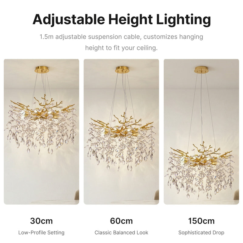 Crystal Tree Branches Chandelier 60cm Gold/Silver 8-Light Luxury Pendant CL-LCTB60