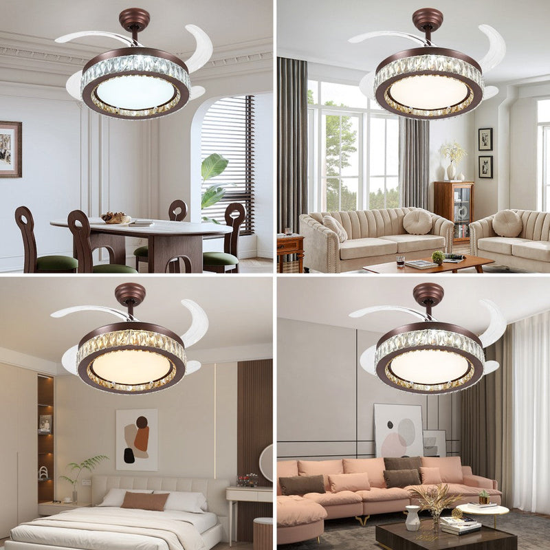 Windora Calista 42" Antique Bronze Crystal Chandelier DC Ceiling Fan w/ 3CCT LED Remote Control - image 9