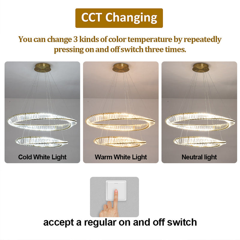 Vela Twin Ring Crystal Chandelier – Gold Finish - image 4