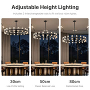 Modern K9 Crystal Chandelier 36-Light D90cm Black Large Wagon Wheel Pendant CL-BWPL