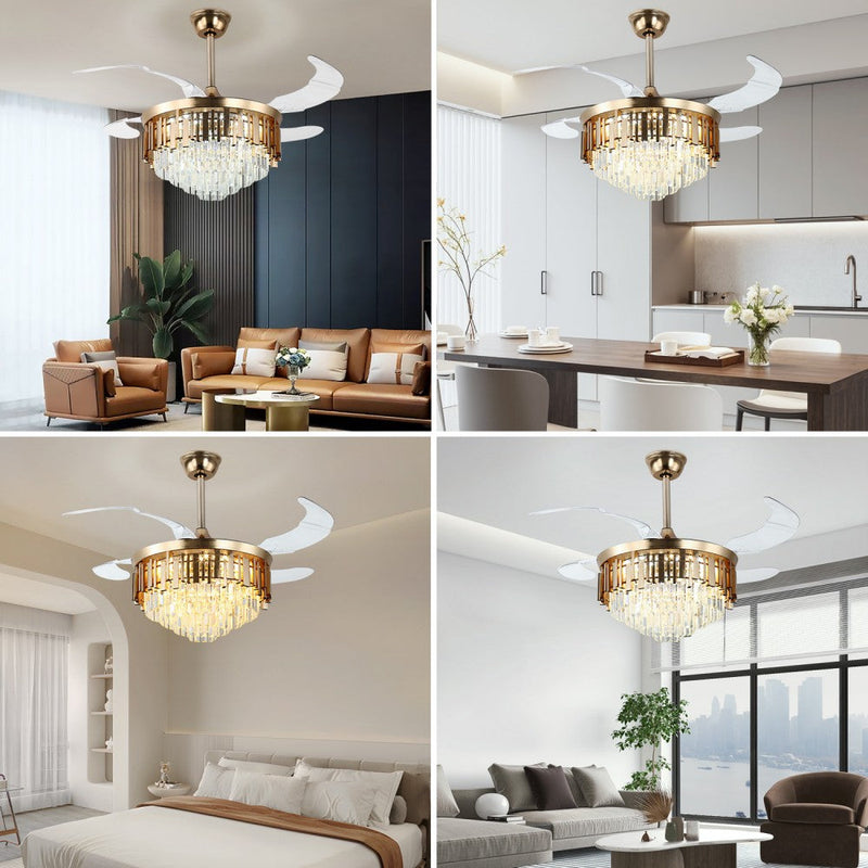 Windora Solenne 42" Gold Crystal Chandelier DC Ceiling Fan w/ 3CCT LED Remote - image 9