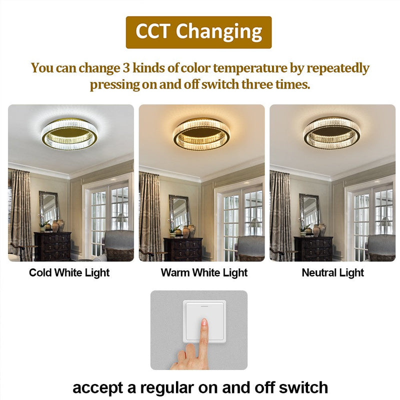 Olympia 62W Tri-Colour Dimmable Crystal Ring Chandelier – 59cm - image 4