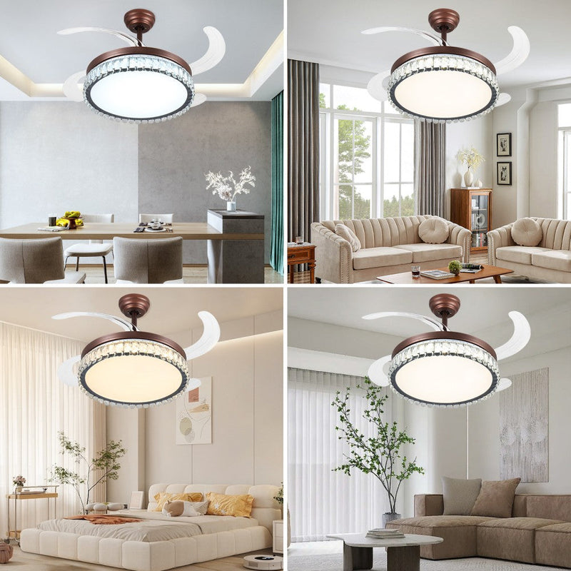 Windora Thalia 42" Antique Bronze Crystal Chandelier DC Ceiling Fan w/ 3CCT LED Remote - image 9