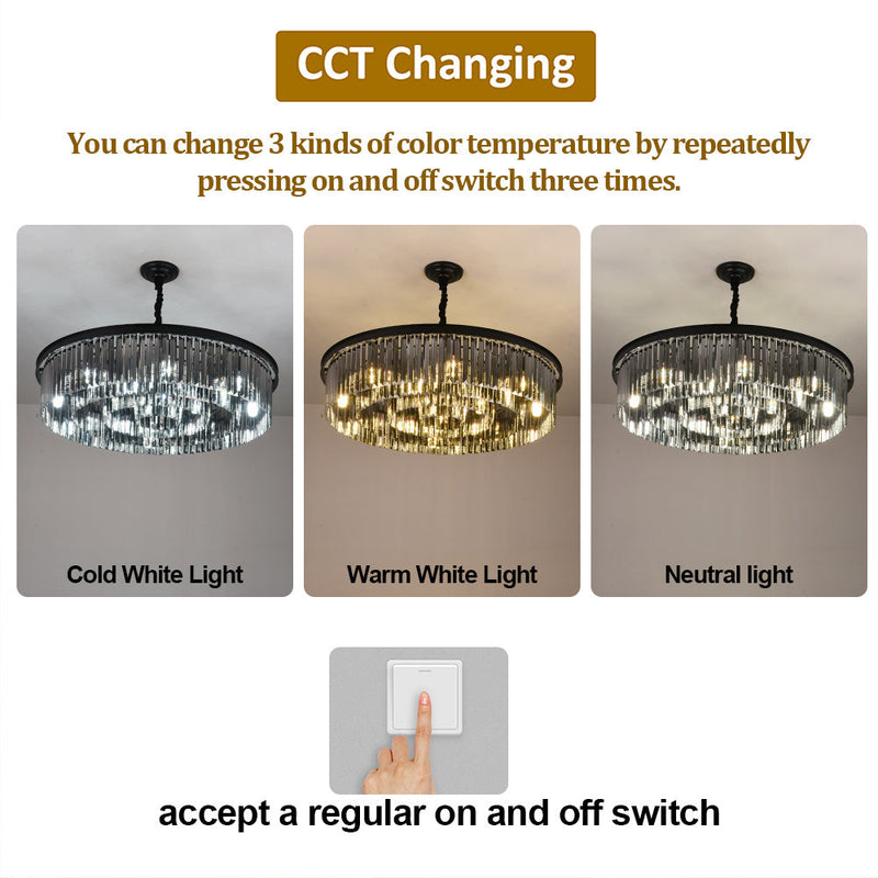 Angelo 9-Light Round Crystal Chandelier 80cm Smoke Finish - image 4