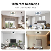 Flush Mount Ceiling Fan 50cm Crystal Light APP Remote Black CF-FMW