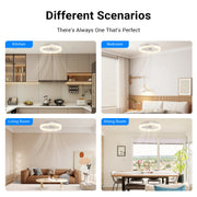 Flush Mount Ceiling Fan 50cm Crystal Light APP Remote White CF-FMW