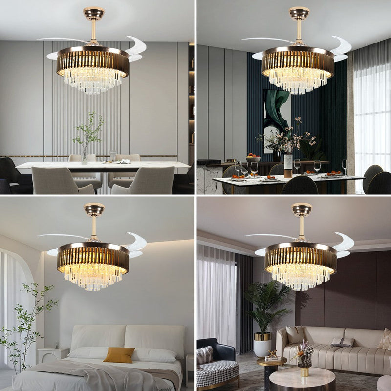 Windora Leontis 42" Gold Crystal Chandelier DC Ceiling Fan w/ 3CCT LED Remote Control - image 9