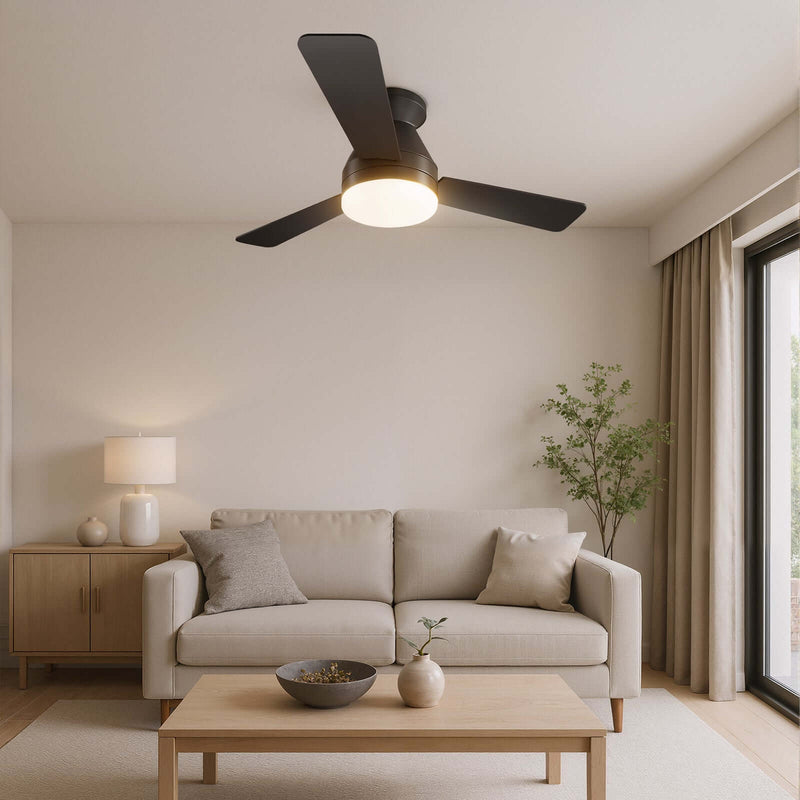 Ceiling Fan with Light 36/42" DC Motor 3 Wood Blades Black CF-JYFB
