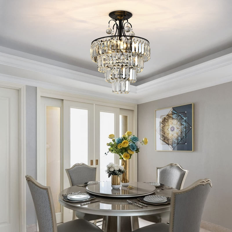 4 Lights Crystal Chandelier 40x50cm 3 Colors Cake Ceiling Lamp CL-CAKE