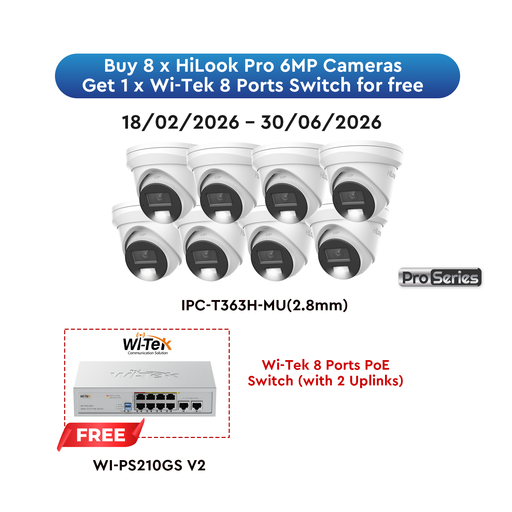 HiLook Pro 6MP White Camera (8) with FREE PoE Switch