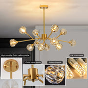 Brass Sputnik Chandelier Modern Pendant 3-Color Ceiling Light CL-12G