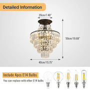 4 Lights Crystal Chandelier 40x50cm 3 Colors Cake Ceiling Lamp CL-CAKE