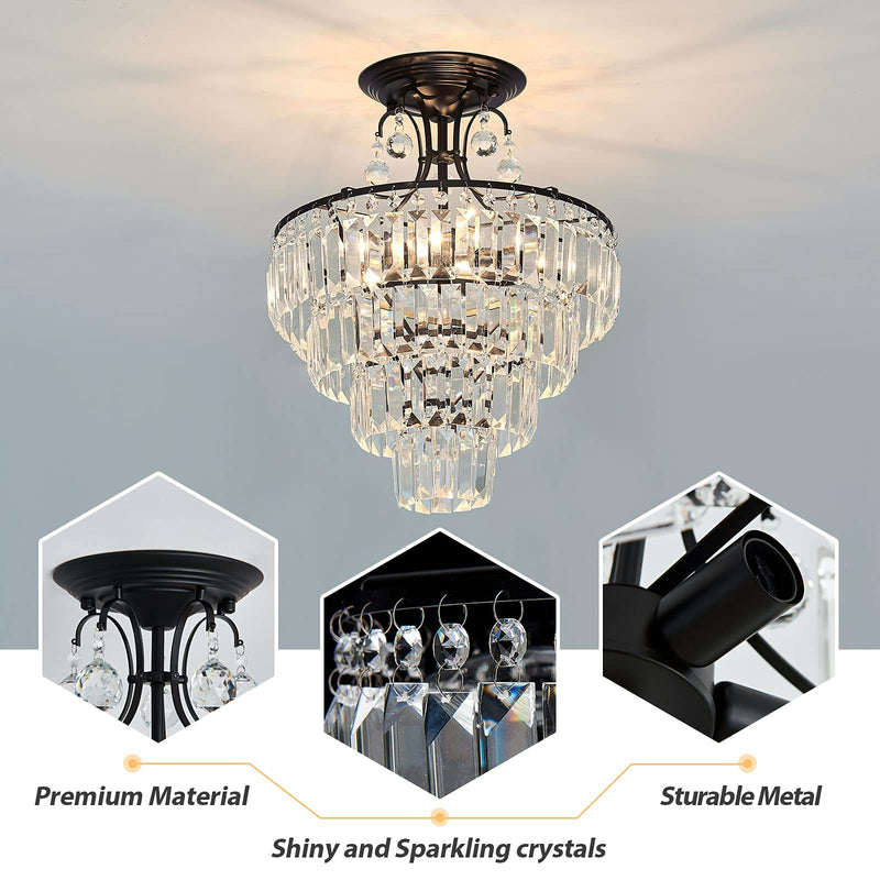 4 Lights Crystal Chandelier 40x50cm 3 Colors Cake Ceiling Lamp CL-CAKE